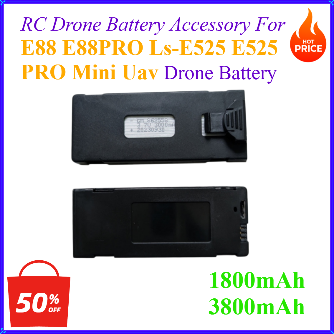 3.7V 1800mAh 3800mAh RC Drone  - Drone Rc E88 Pro review and price
