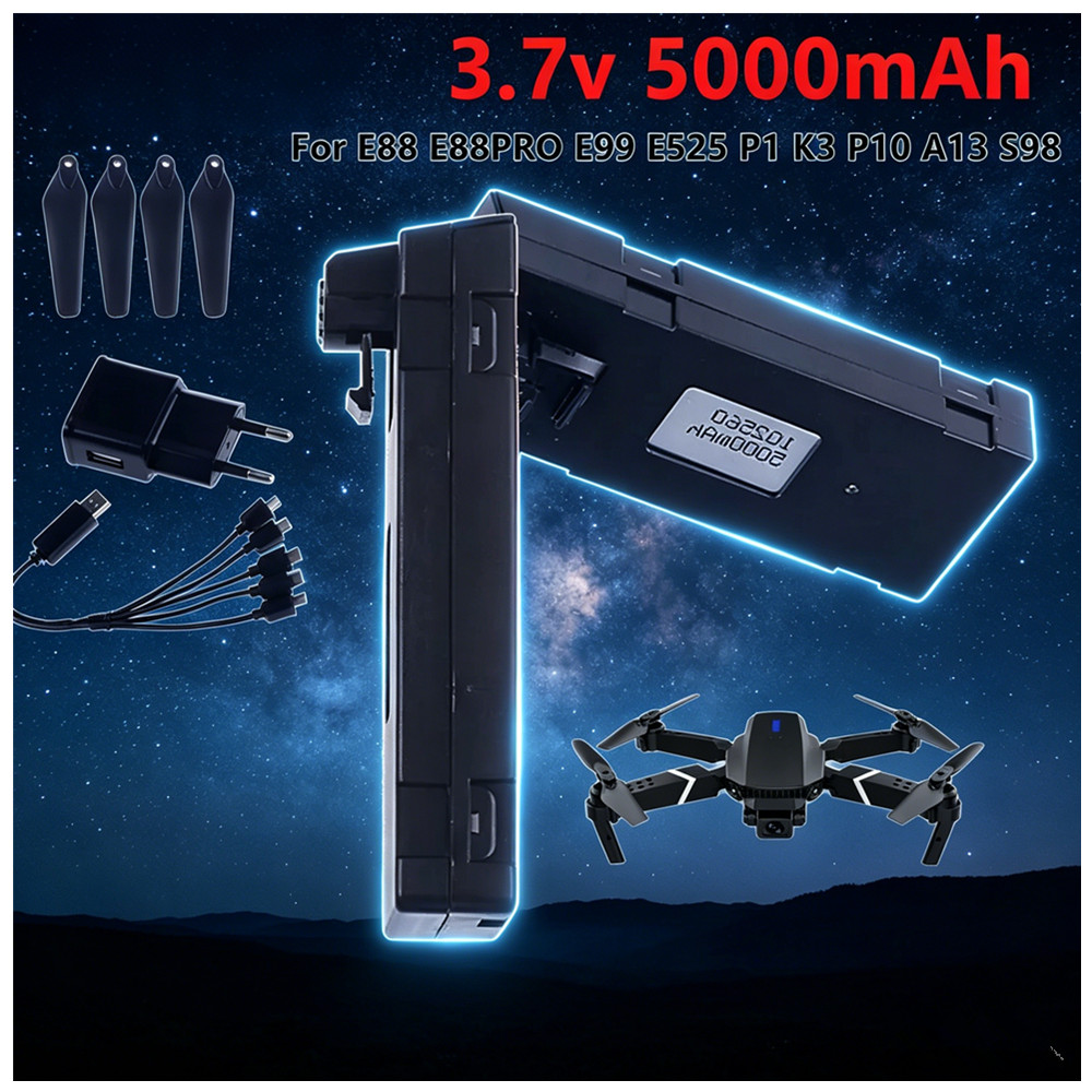 3.7V 5000mAh Rechargeable Li-i - Drone Rc E88 Pro review and price