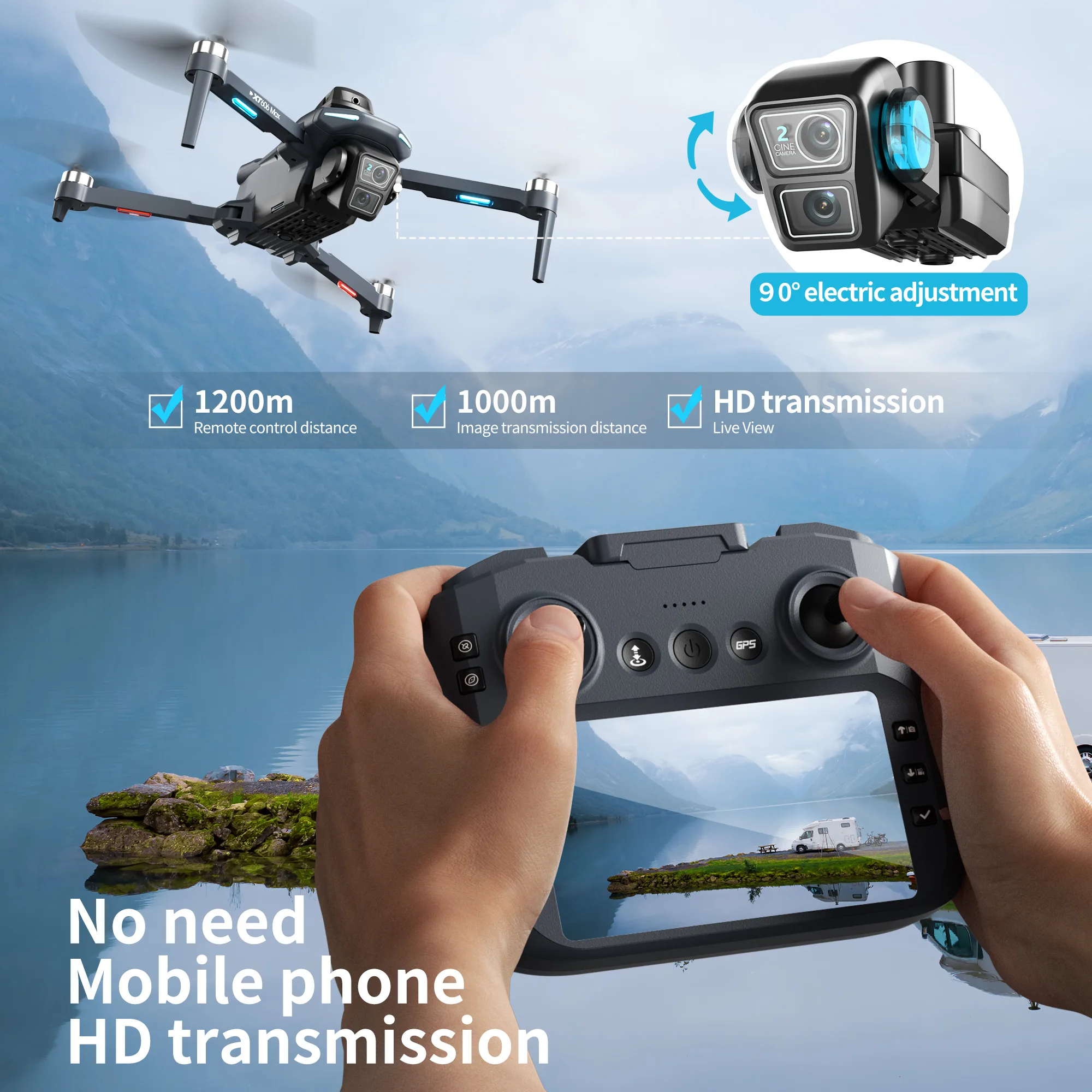 Lenovo XT606 MAX GPS Drone 4k  - Rc Drone E88 review and price