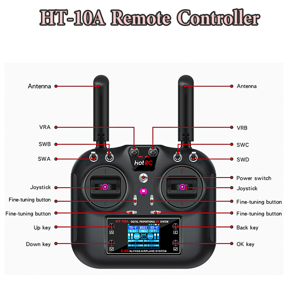 Hotrc HT-10A 2.4G 10CH Transmi - Drone Rc Receiver And Transmitter review and price