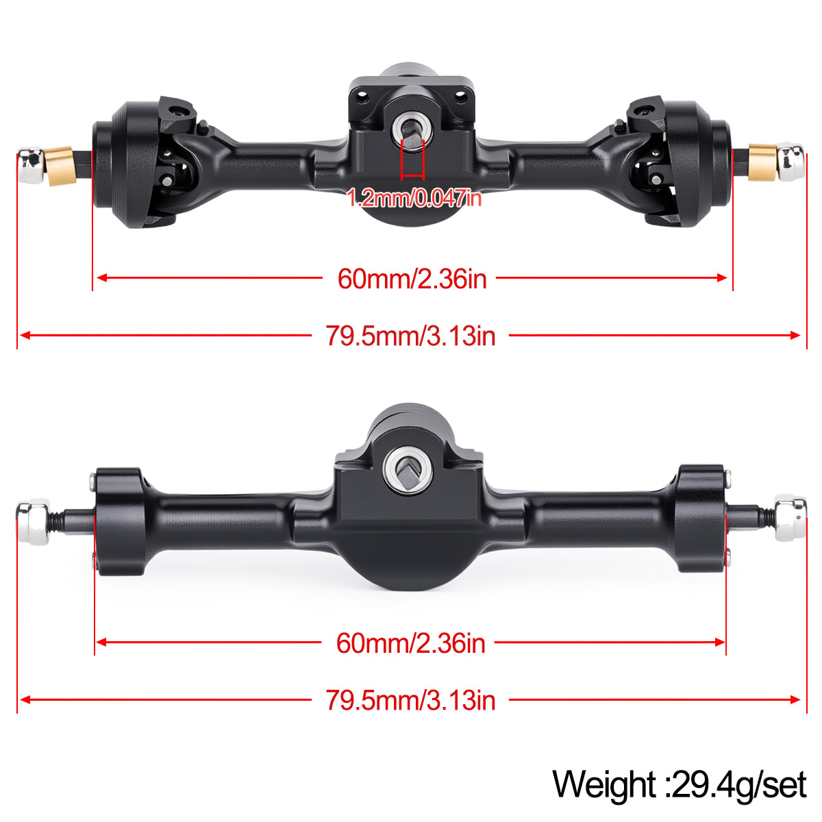 SCX30 1/30 +5mm Aluminum Front - Rc Crawler Axle Parts review and price